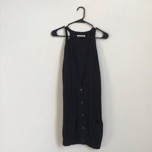 sleeveless button up sweater - black